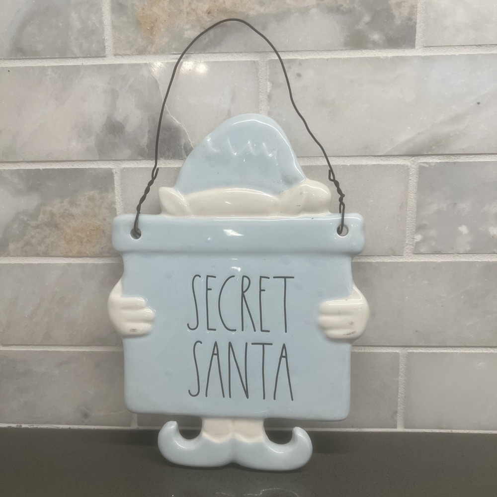 Rae Dunn "secret Santa" Plaque Sign Ceramic Hanging